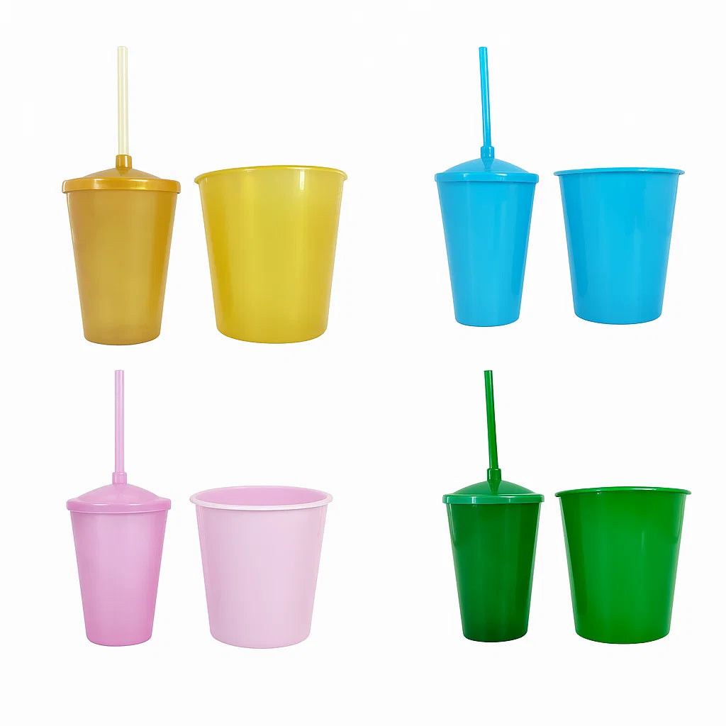 Kit Festa 10 Baldinho Pipoca 1Lt +10  Copos Twister 400 Ml Lembrancinha Sólido Leitoso
