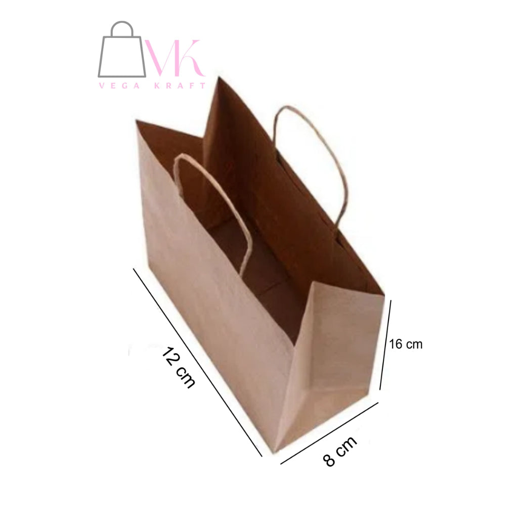 100 Mini Sacolas Kraft 12x7,5x16 cm Lembrancinha Loja Presente Acessórios Doces