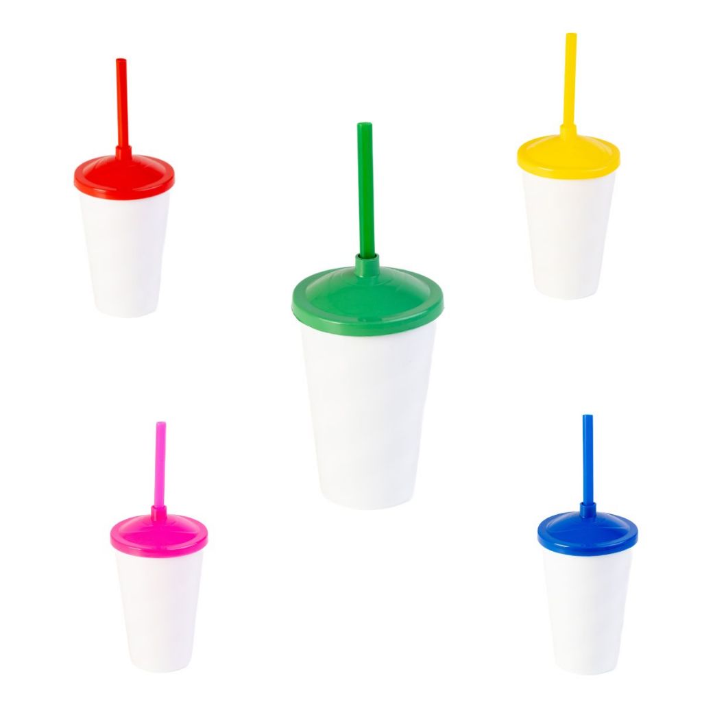 30 Copo Twister Com Tampa E Canudo Lembrancinha 400ml Branco