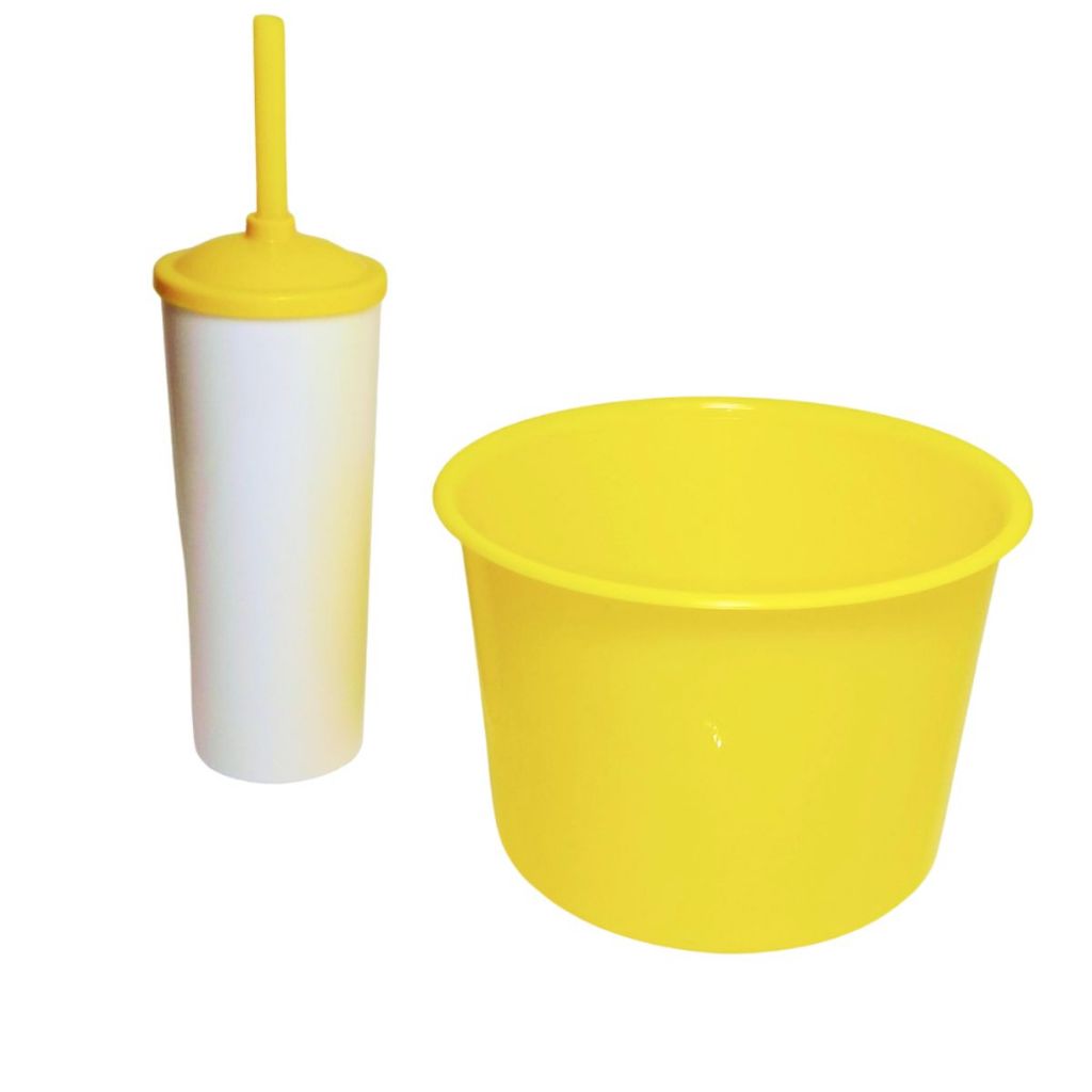 Kit 32 Cinema Balde Pipoca Pop 1,5 LT + 32 Copo Long Drink Cristal Ou Branco Para Adesivar