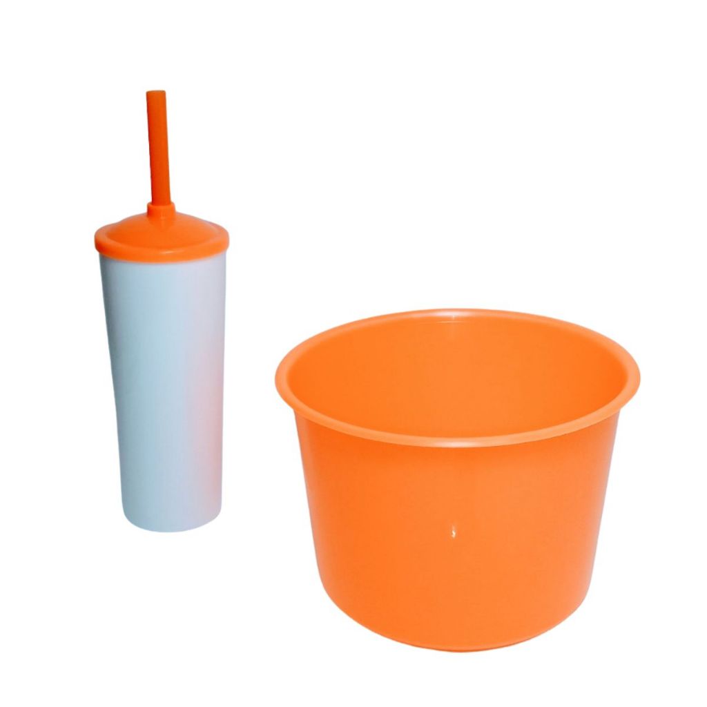 Kit 32 Cinema Balde Pipoca Pop 1,5 LT + 32 Copo Long Drink Cristal Ou Branco Para Adesivar