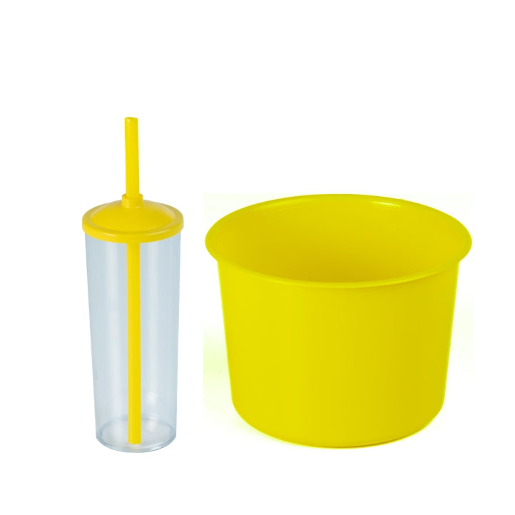 15 Kit Cinema Balde Pipoca Pop 1,5 LT + 15 Copo Long Drink Cristal Ou Branco Para Adesivar