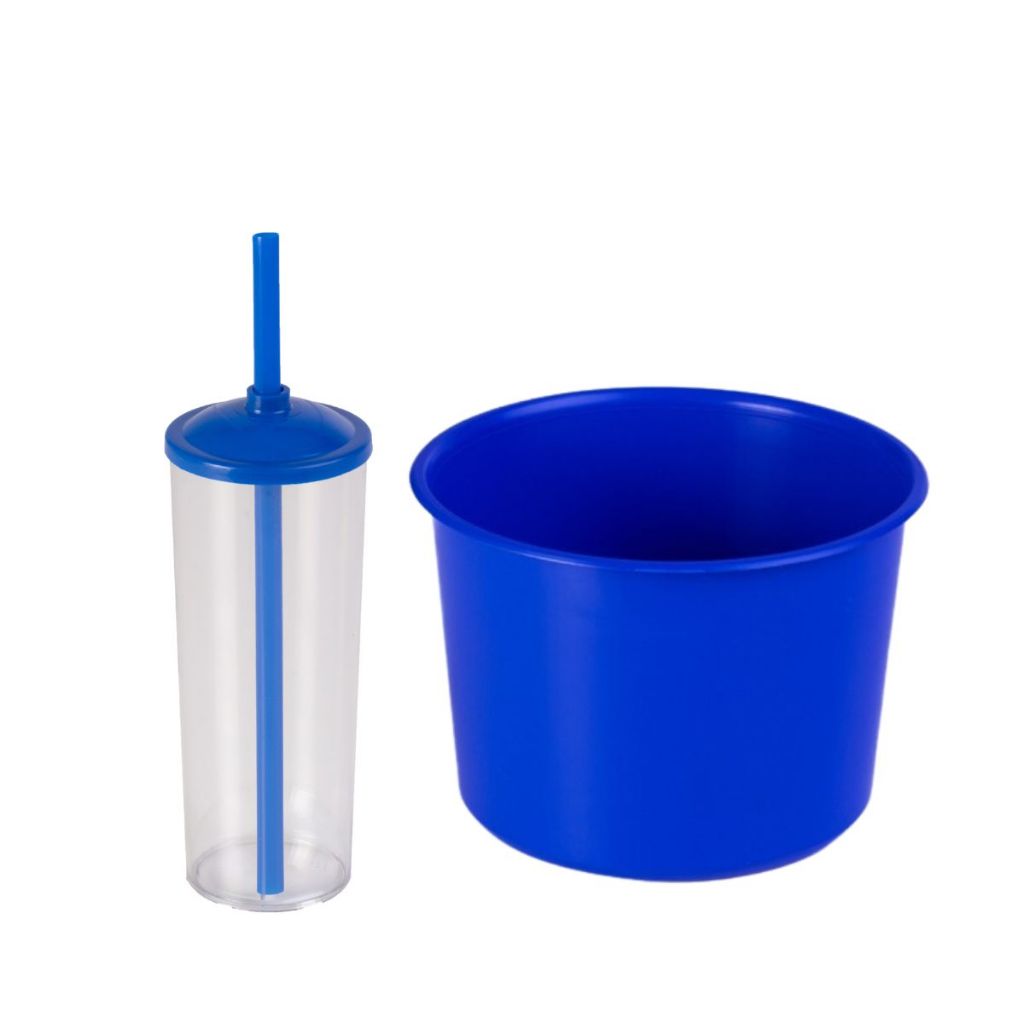 Kit 32 Cinema Balde Pipoca Pop 1,5 LT + 32 Copo Long Drink Cristal Ou Branco Para Adesivar