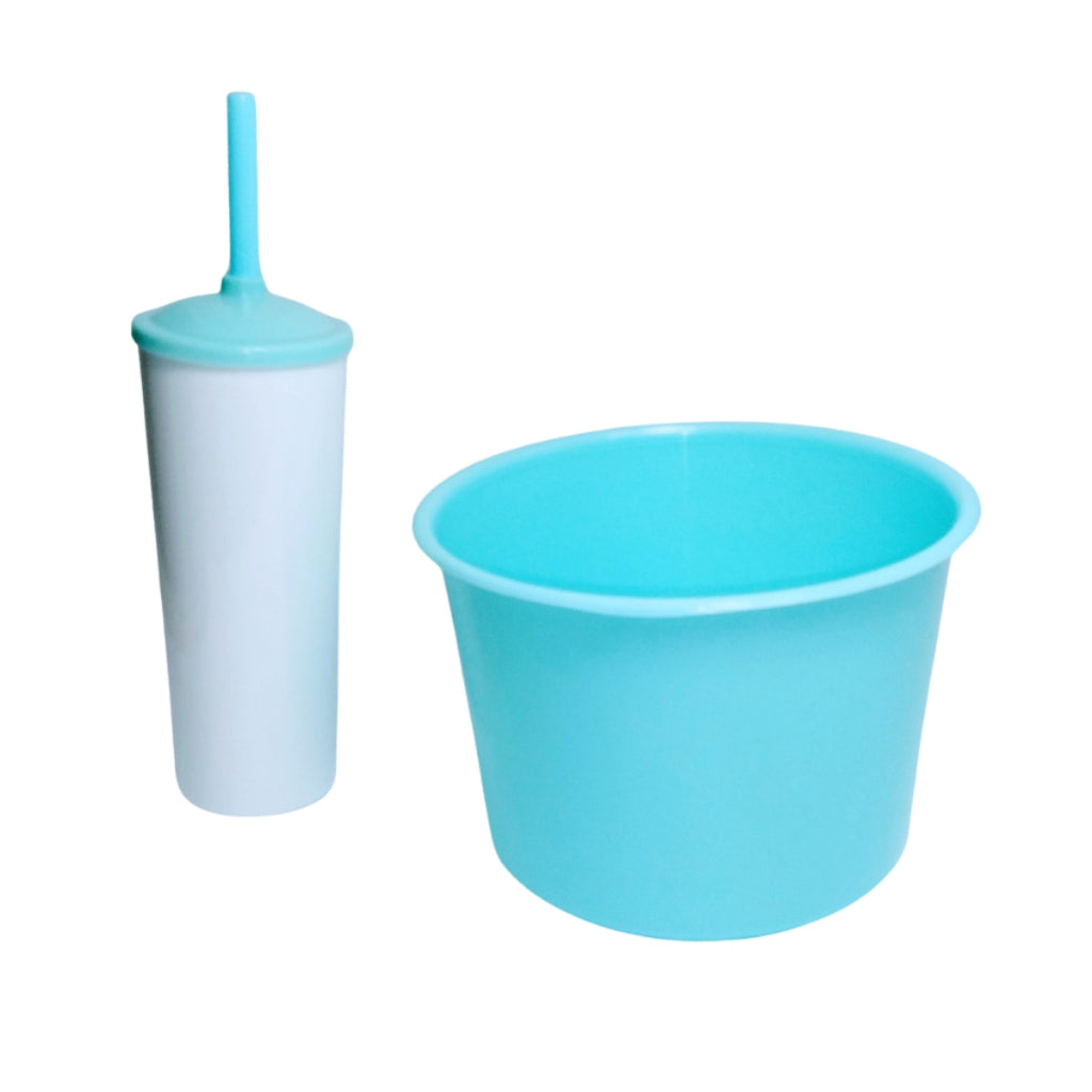 Kit 32 Cinema Balde Pipoca Pop 1,5 LT + 32 Copo Long Drink Cristal Ou Branco Para Adesivar