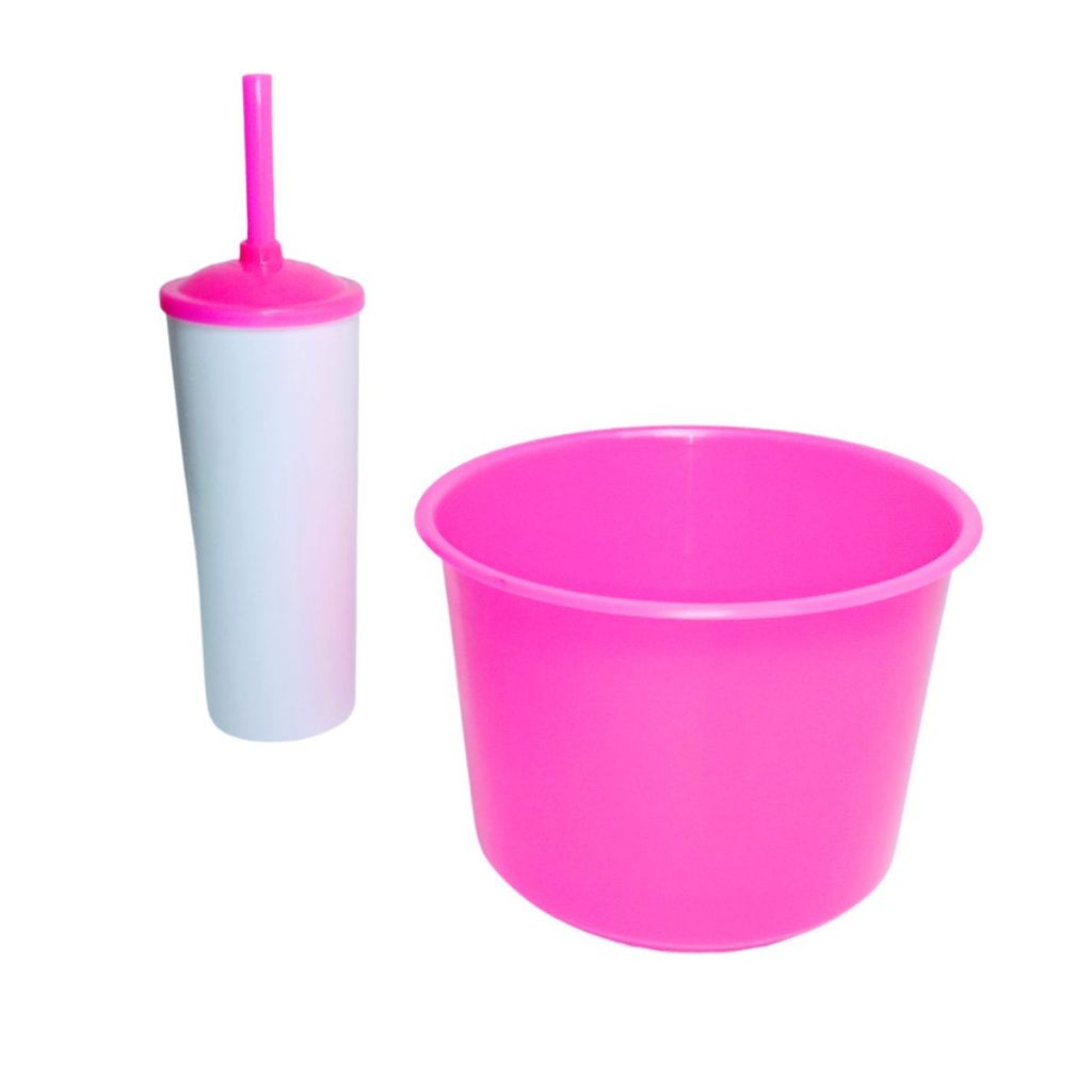 Kit 32 Cinema Balde Pipoca Pop 1,5 LT + 32 Copo Long Drink Cristal Ou Branco Para Adesivar