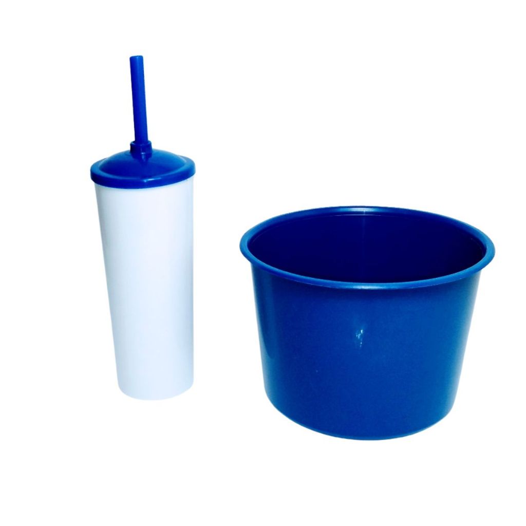 Kit 32 Cinema Balde Pipoca Pop 1,5 LT + 32 Copo Long Drink Cristal Ou Branco Para Adesivar