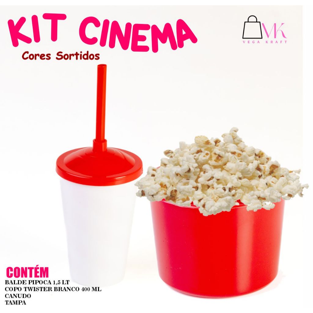 Kit Lembrança 20 Balde Pipoca 1,5 L+ 20 Copo Twister 400 ML