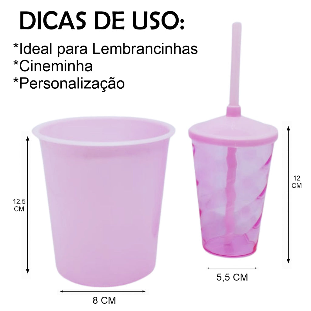 Kit Cinema 10 Baldinho Pipoca 1Lt + 10 Copos Twister 400 Ml Translucido