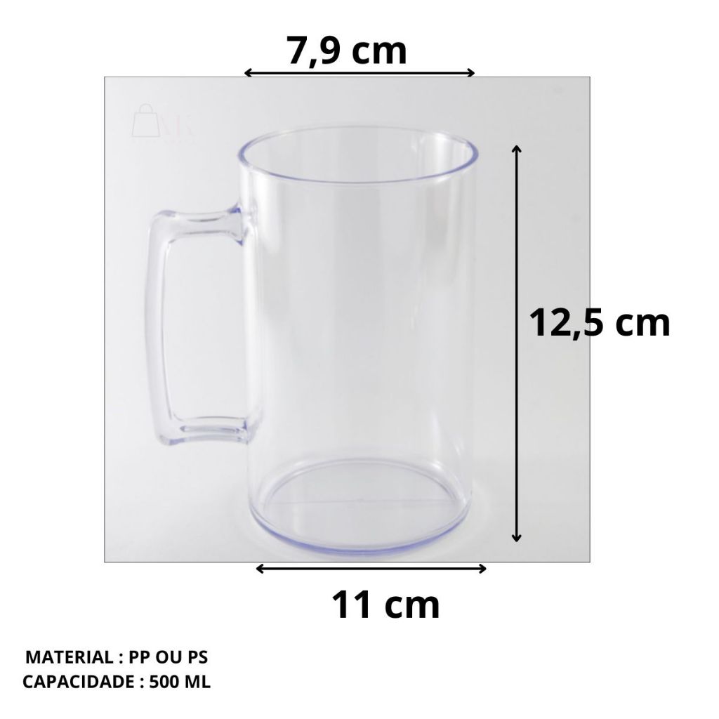 Kit 10 Caneca de Chopp 500 Ml Acrílica Para Personalizar Lembrancinha Para Transfer