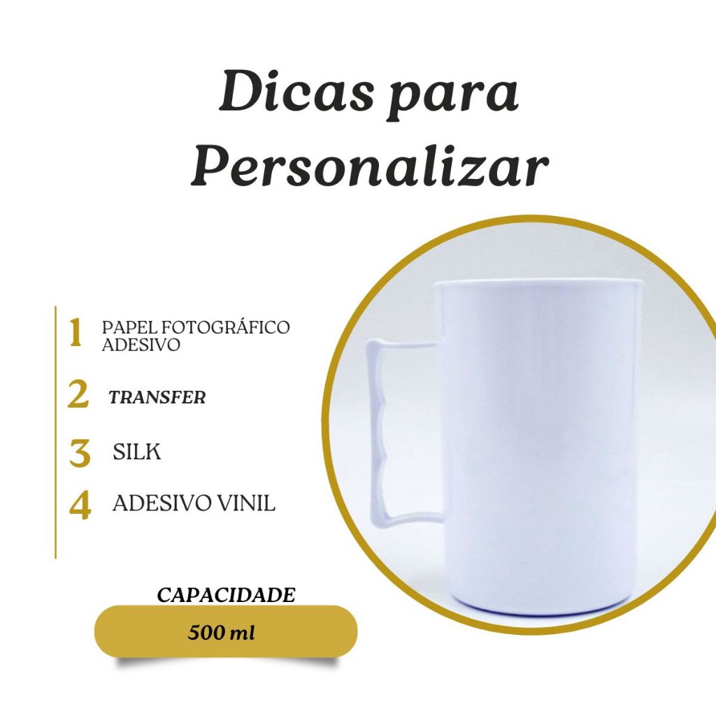 Kit 10 Caneca de Chopp 500 Ml Acrílica Para Personalizar Lembrancinha Para Transfer