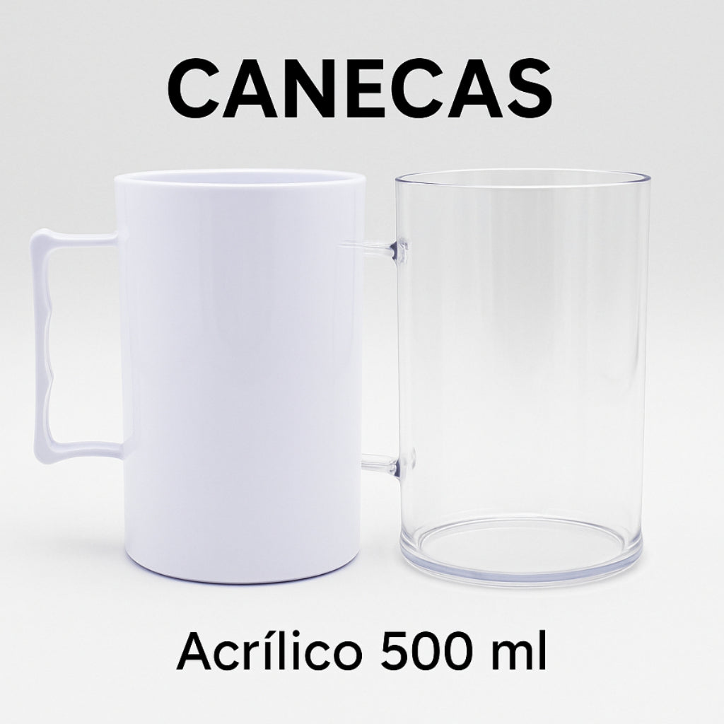 Kit 10 Caneca de Chopp 500 Ml Acrílica Para Personalizar Lembrancinha Para Transfer