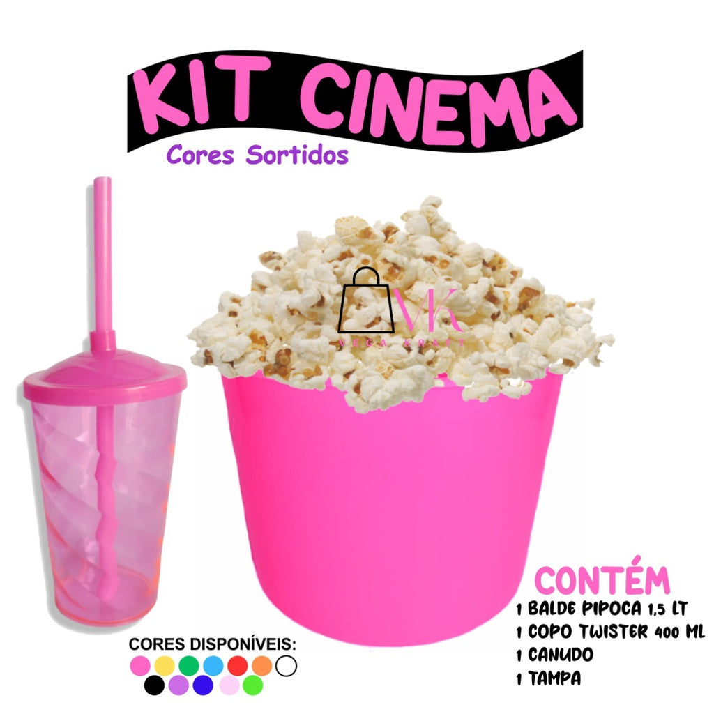 Kit Lembrança 20 Balde Pipoca 1,5 L+ 20 Copo Twister 400 ML
