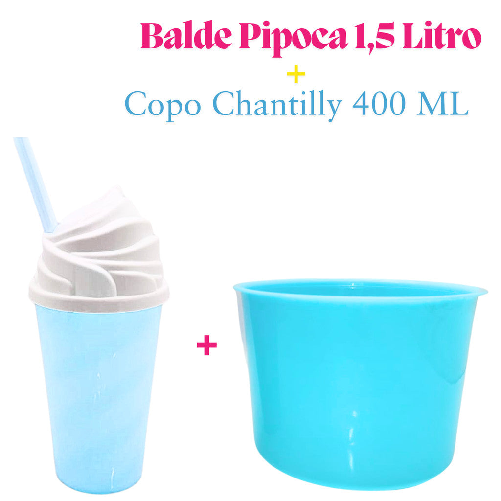 Kit Lembrança 15 Balde Pipoca 1,5 L+ 15 Copo Twister Tampa Chantily 400 ML