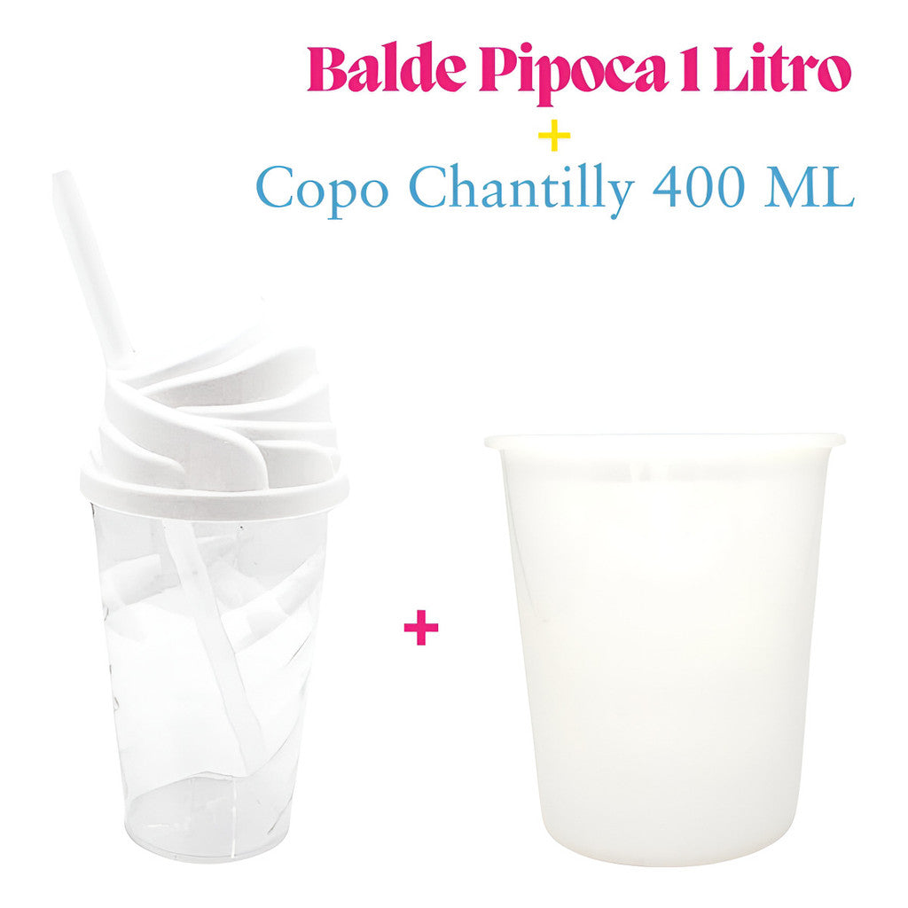 Kit Cinema 30 Baldinho Pop Pipoca 1 L + 30 Copo Chantilly 400ml Aniversario Lembrancinha