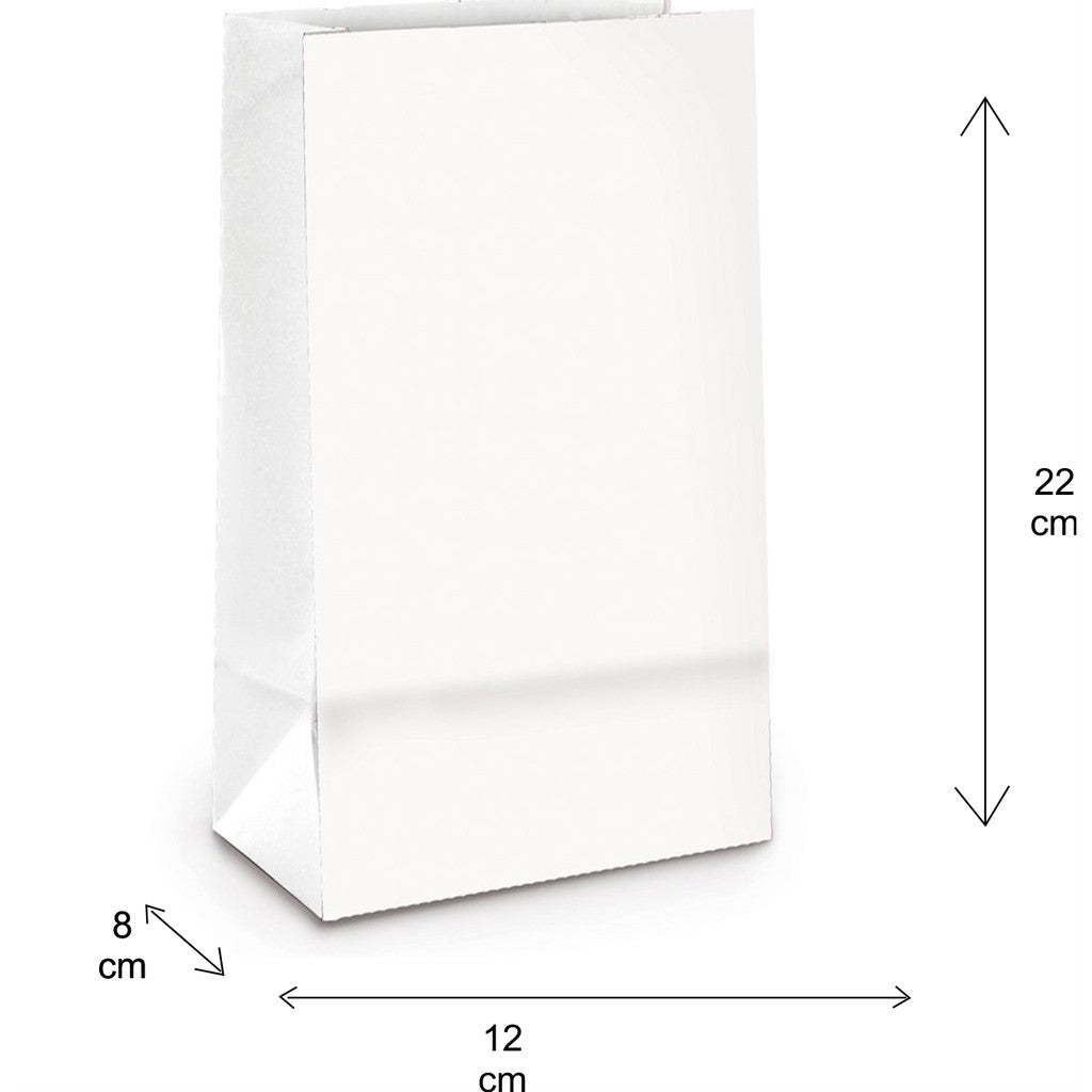 Saco De Papel Kraft Branco12x7,5x22  ( 30unid )Delivery, Lembrança, Transfer, Aniversário, Carimbo