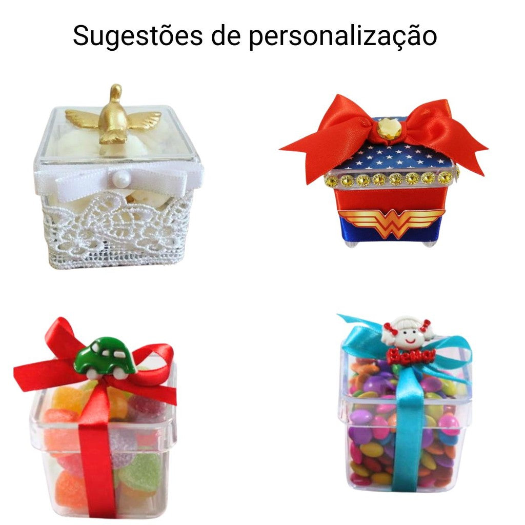 Caixinha Acrílica 4x4 Transparente para Lembrancinhas – Ideal para Festas, Eventos e Personalizações