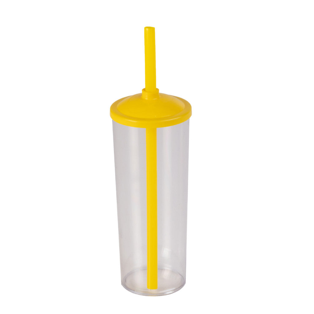 Long Drink Cristal com Tampa E Canudo 350 Ml