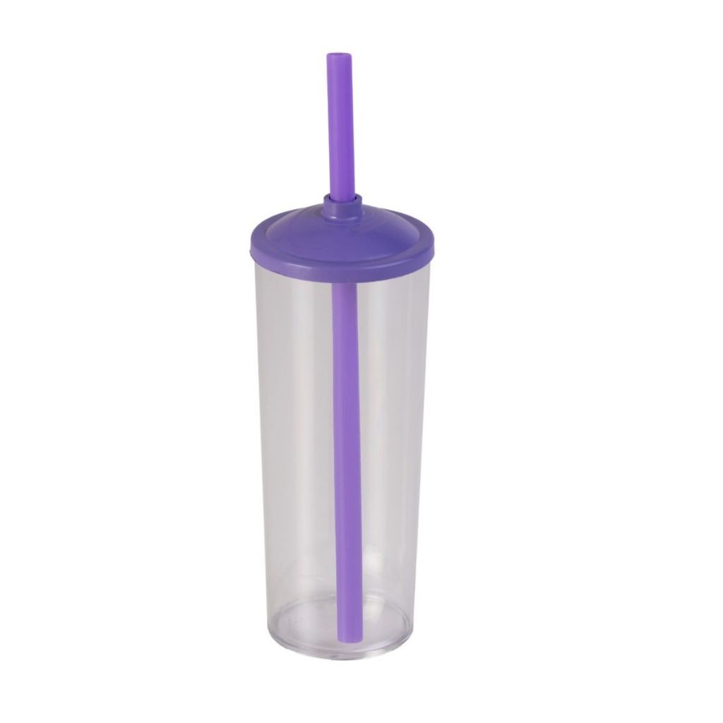 Long Drink Cristal com Tampa E Canudo 350 Ml