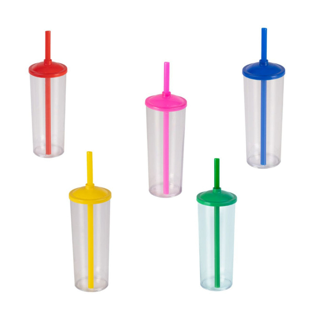 Long Drink Cristal com Tampa E Canudo 350 Ml